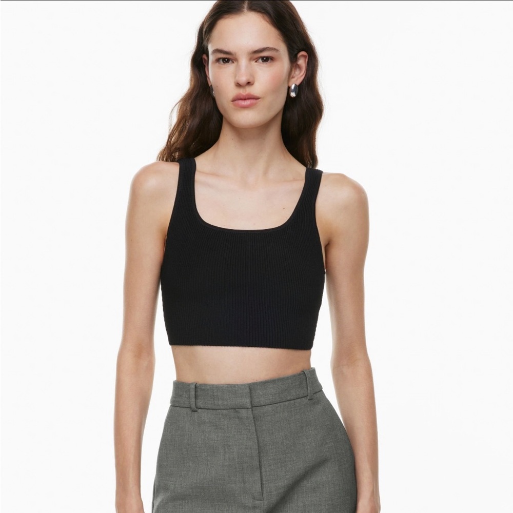 Babaton Black Ribbed Tank Top